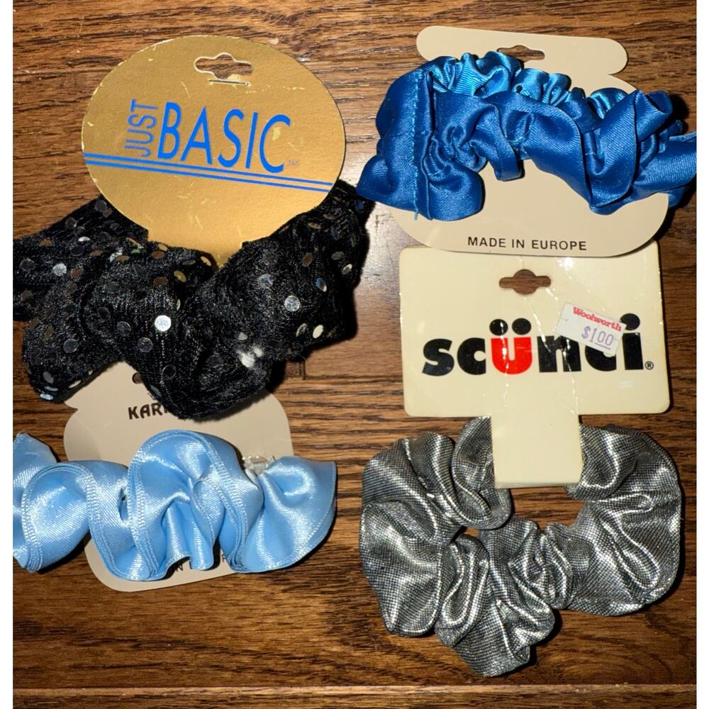 Scrunchi Collection - Set of 4 New Old Stock Hair Accessories Various Brands
